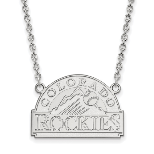 14k White Gold Colorado Rockies Pendant on 18in Chain