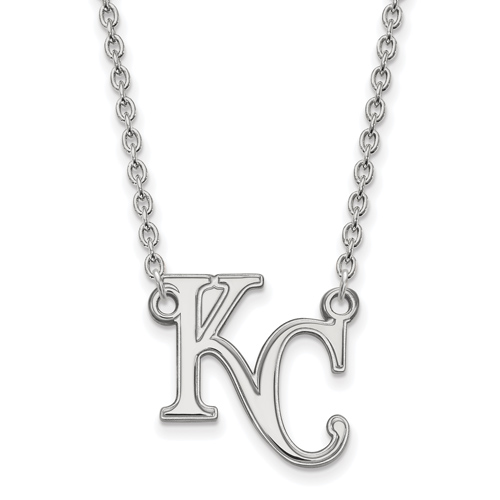 14kt White Gold Kansas City Royals KC Pendant on 18in Chain