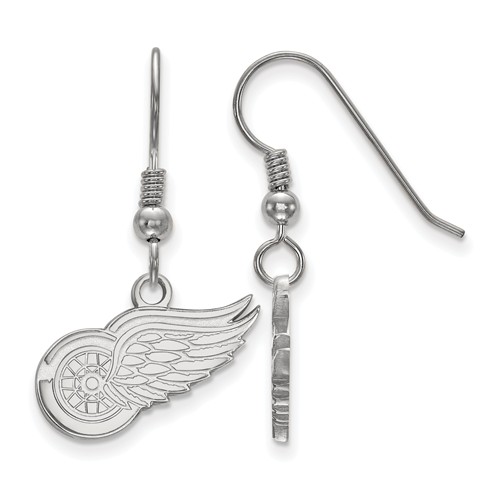Sterling Silver Detroit Red Wings Dangle Wire Earrings