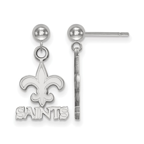 14k White Gold New Orleans Saints Dangle Ball Earrings