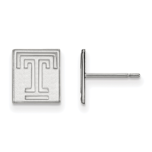 Temple University Extra Small Post Earrings 10k White Gold