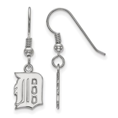 Sterling Silver Detroit Tigers D Small Dangle Wire Earrings