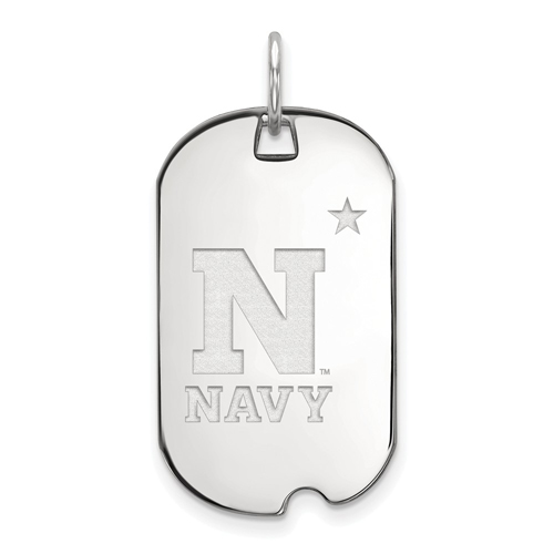 14k White Gold United States Naval Academy NAVY Small Dog Tag