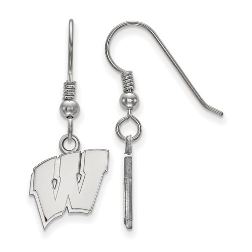 Sterling Silver University of Wisconsin Dangle Wire Earrings