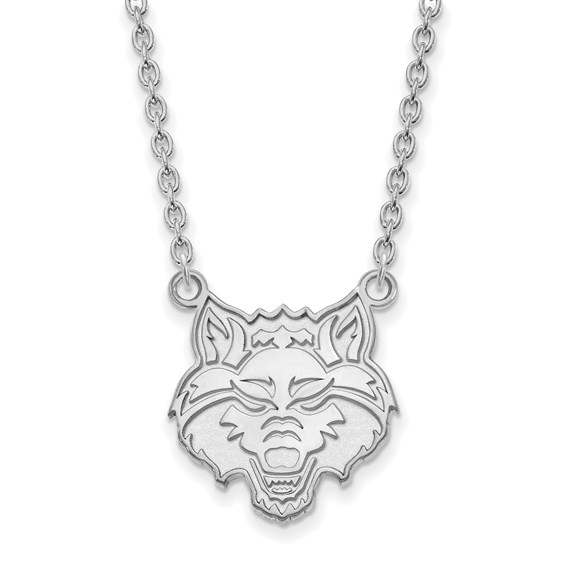 Sterling Silver Arkansas State University Wolf Necklace