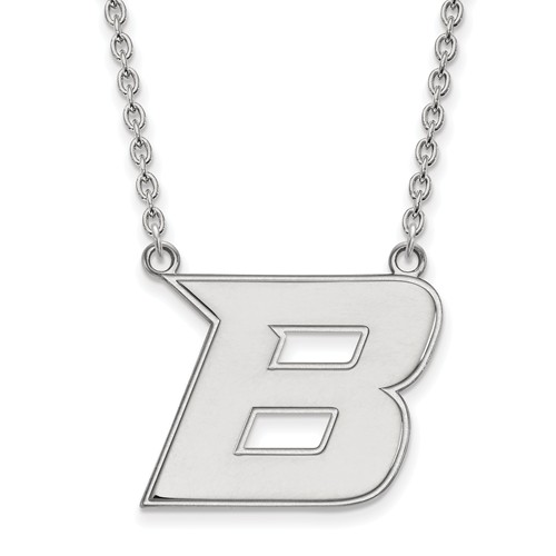 Boise State University B Necklace 3/4in 10k White Gold
