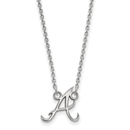 14kt White Gold 1/2in Atlanta Braves A Pendant on 18in Chain