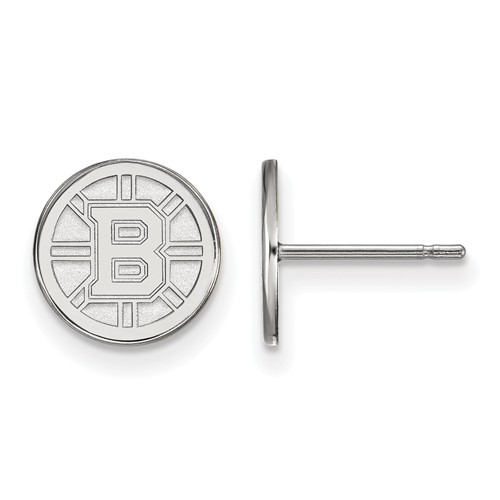 10k White Gold Boston Bruins Extra Small Logo Earrings