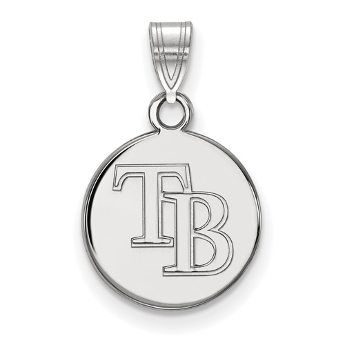 Sterling Silver 3/8in Round Tampa Bay Rays Pendant