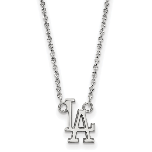 Sterling Silver 1/2in Los Angeles Dodgers LA Pendant on 18in Chain