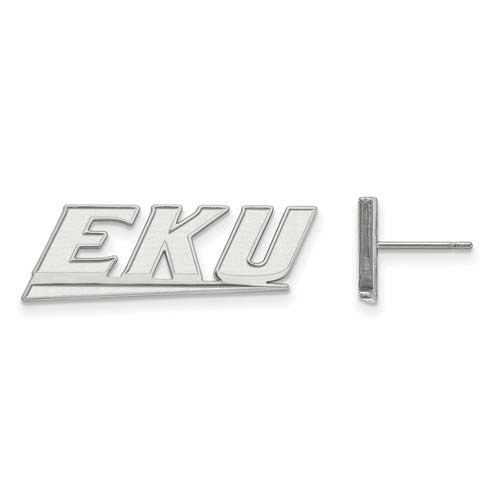 Eastern Kentucky University Post Earrings 14k White Gold