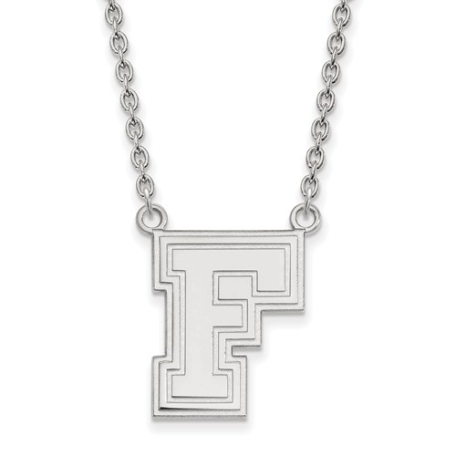 10k White Gold Fordham University F Necklace
