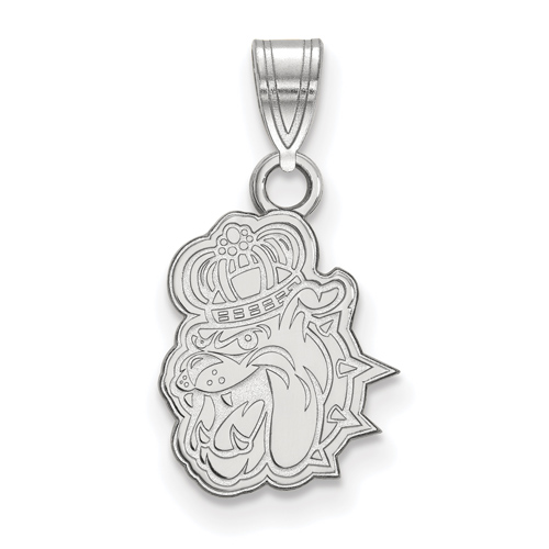 10k White Gold 1/2in James Madison University Bulldog Head Pendant