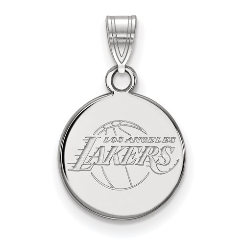 10k White Gold 1/2in Round Los Angeles Lakers Pendant