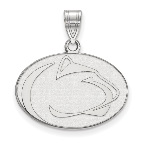 10kt White Gold 5/8in Penn State University Oval Lion Pendant