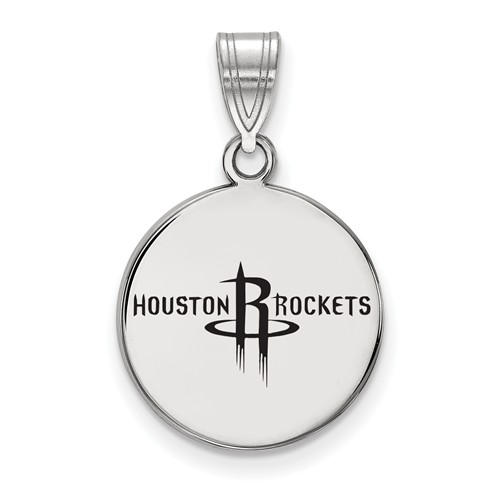 Sterling Silver 5/8in Round Houston Rockets Enamel Pendant