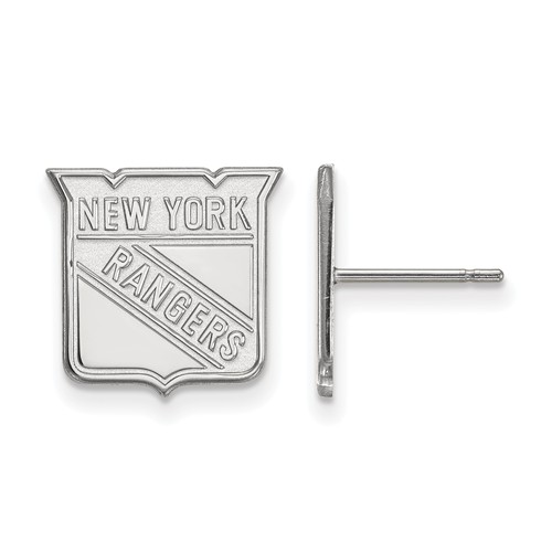 10k White Gold New York Rangers Stud Earrings