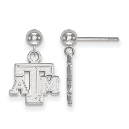 Sterling Silver Texas A&M University Dangle Ball Earrings