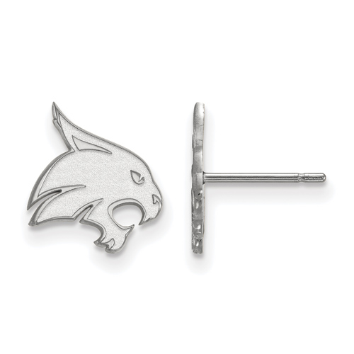 Texas State University Small Post Earrings 14k White Gold