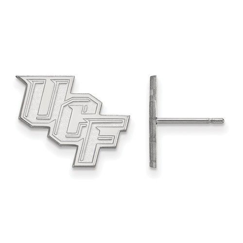 10k White Gold University of Central Florida Post Earrings