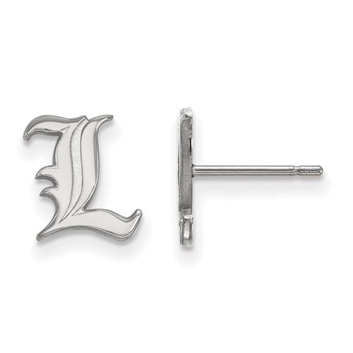 10k White Gold University of Louisville Extra Small L Post Earrings