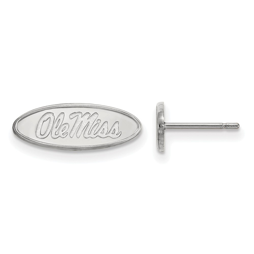 14k White Gold Ole Miss Extra Small Oval Stud Earrings