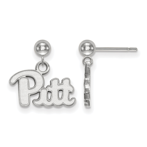 14k White Gold University of Pittsburgh Dangle Ball Earrings