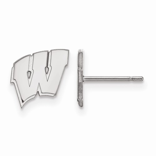 10kt White Gold University of Wisconsin Extra Small Post Earrings