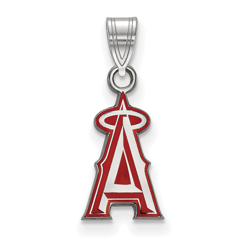 Sterling Silver 1/2in Los Angeles Angels Enamel Logo Pendant