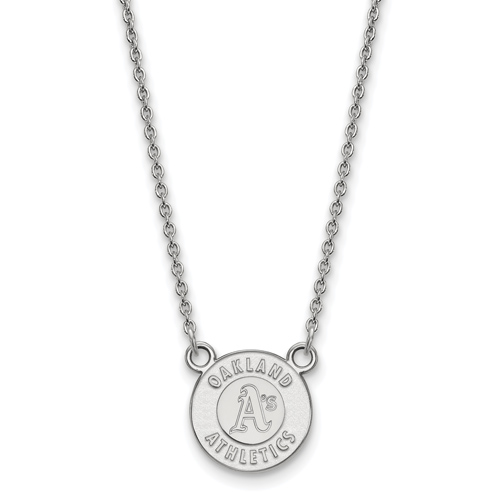Sterling Silver 5/8in Oakland A's Logo Pendant on 18in Chain