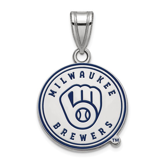 Sterling Silver 1/2in Milwaukee Brewers M Barley Enamel Pendant