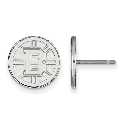 14k White Gold Boston Bruins Post Earrings