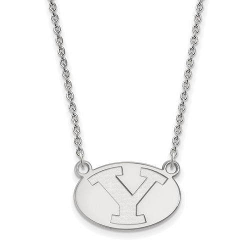 Brigham Young University Logo Necklace 1/2in 14k White Gold