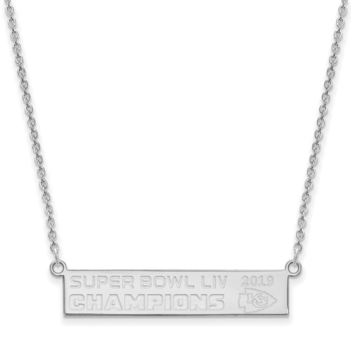Sterling Silver Kansas City Chiefs Super Bowl LIV Champs Bar Necklace
