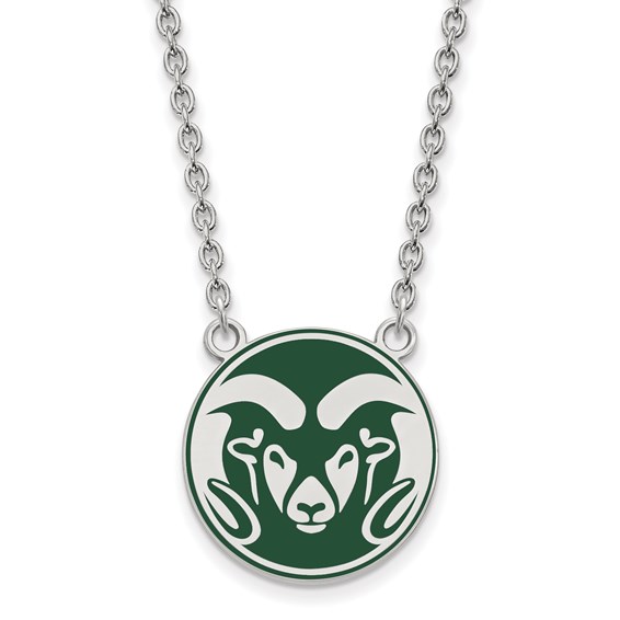 Sterling Silver Colorado State University Ram Enamel Necklace