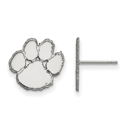 10kt White Gold Clemson University Small Paw Post Earrings