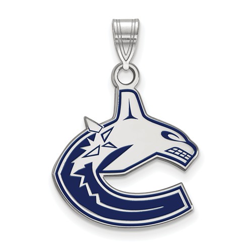 Sterling Silver 7/8in Vancouver Canucks Enamel Pendant
