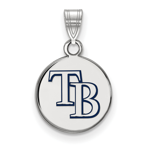 Sterling Silver 1/2in Tampa Bay Rays Round Enamel Pendant