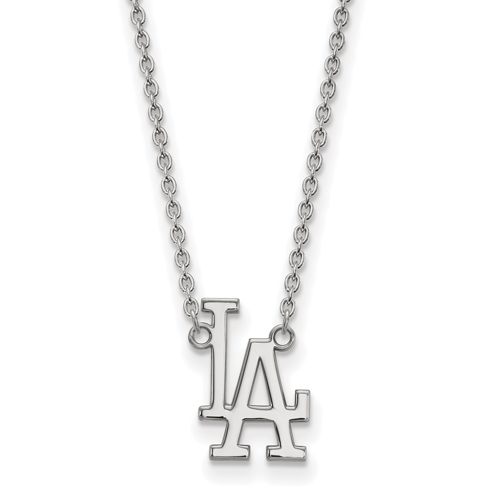 10k White Gold Los Angeles Dodgers LA Pendant on 18in Chain