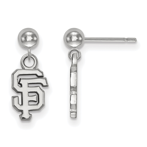 14kt White Gold San Francisco Giants Ball Dangle Earrings