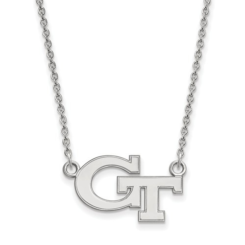 14k White Gold Georgia Tech GT Small Necklace