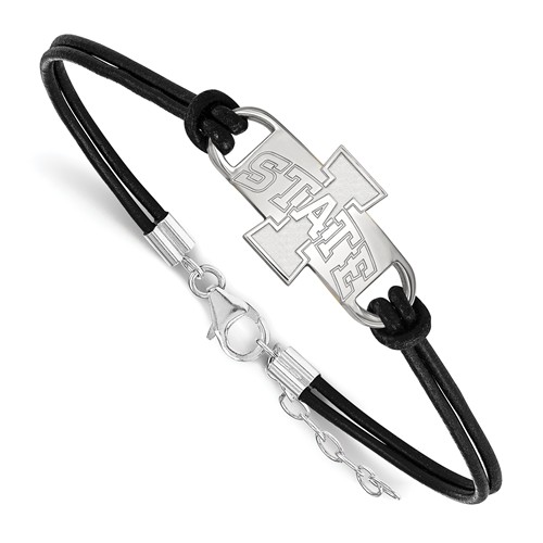 Iowa State University Leather Bracelet Small Plate Sterling Silver