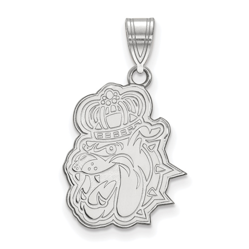 14k White Gold 3/4in James Madison University Bulldog Head Pendant
