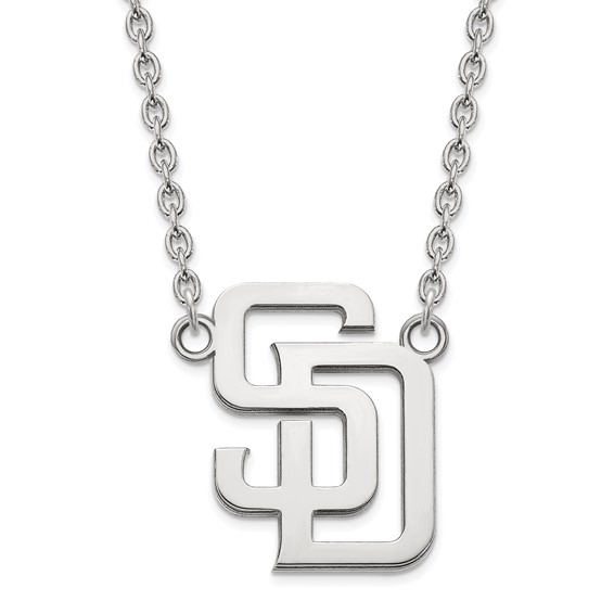Sterling Silver San Diego Padres SD Pendant on 18in Chain