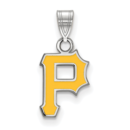 Sterling Silver 1/2in Pittsburgh Pirates P Enamel Pendant