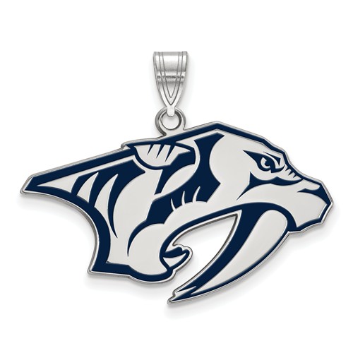Sterling Silver 3/4in Nashville Predators Enamel Logo Pendant
