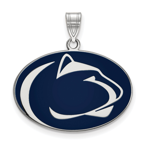 Sterling Silver Penn State University Oval Enamel Pendant 3/4in