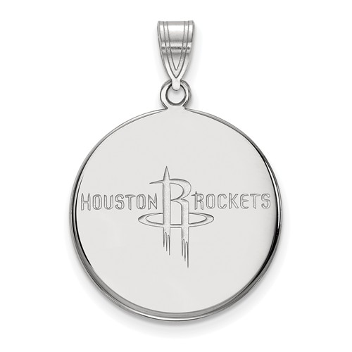 Sterling Silver 3/4in Round Houston Rockets Pendant