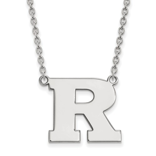 10k White Gold Rutgers University R Necklace