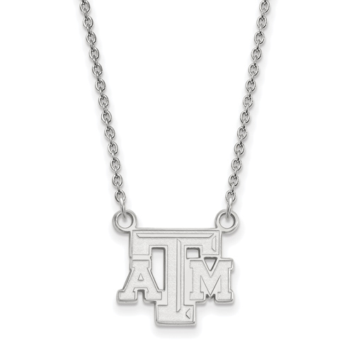 Silver Texas A&M University Beveled Logo Pendant with 18in Chain